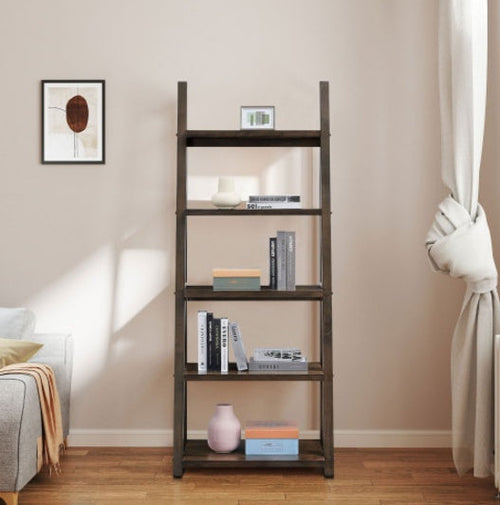 5 Tiers Of Black Shelves, Bookshelves, Storage Shelves, Bookshelves